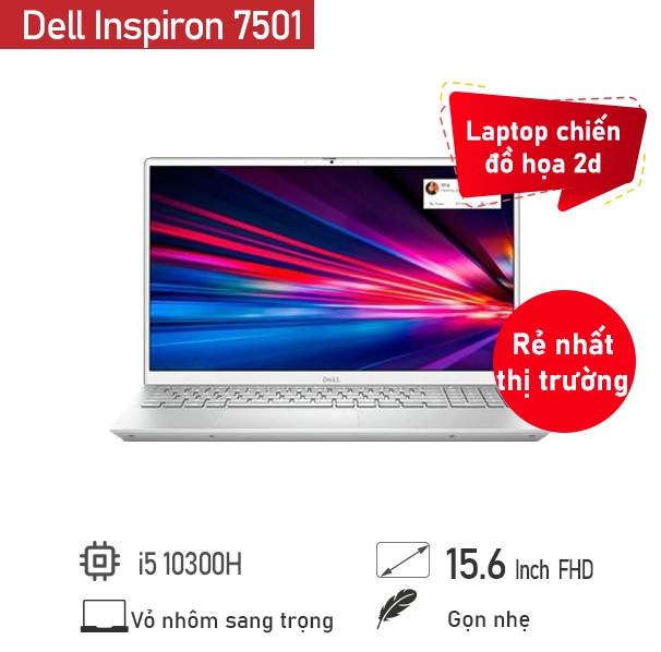 Thế Giới Số 365 | Laptop cũ Laptop Dell Inspiron 7501 (Core i5-10300H/ 8Gb/ 256Gb SSD/1 5.6" FHD / Win10/ Silver)