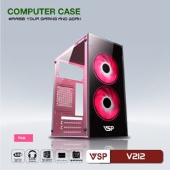 Vỏ Case VSP V212 (mATX) - Mặt Hai Kính Cường Lực