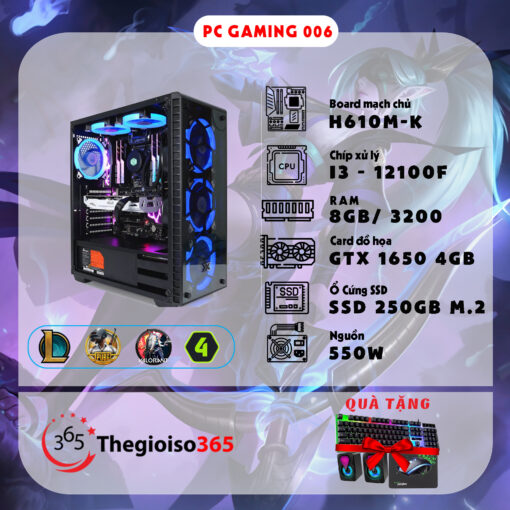 PC 365 Gaming 006 Intel Core i3-12100F/8GB/250GB SSD/GeForce GTX 1650 4GB