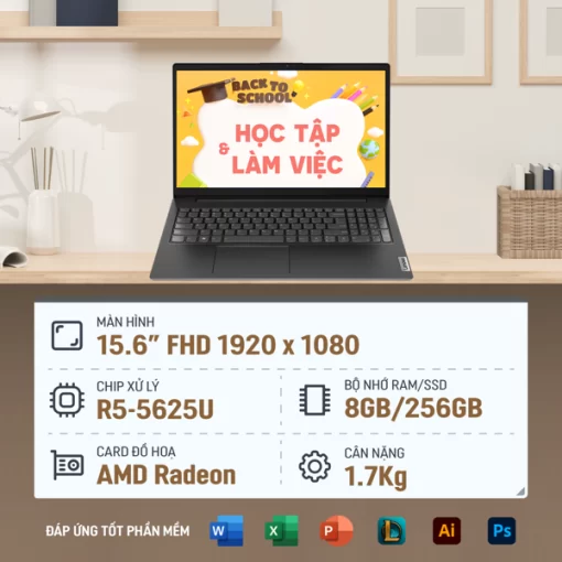 [Mới 100% FULL VAT] Laptop Lenovo V15 G3 ABA 82TV002KVNAMD R5-5625U/ 8GB Ram/ 512GB SSD/ 15.6"FHD 300n/ Win 11 Home/ 1Yr Premium Care - Hình ảnh 2