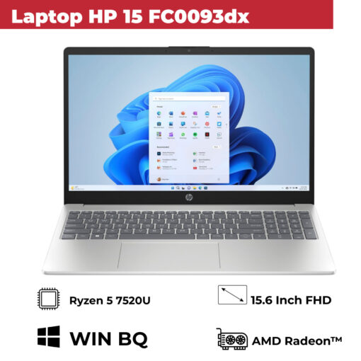 [Mới 100%]  Laptop HP 15 FC0093dx (Ryzen 5 7520U/ 16GB/ SSD 256GB/ 15.6inch FHD)